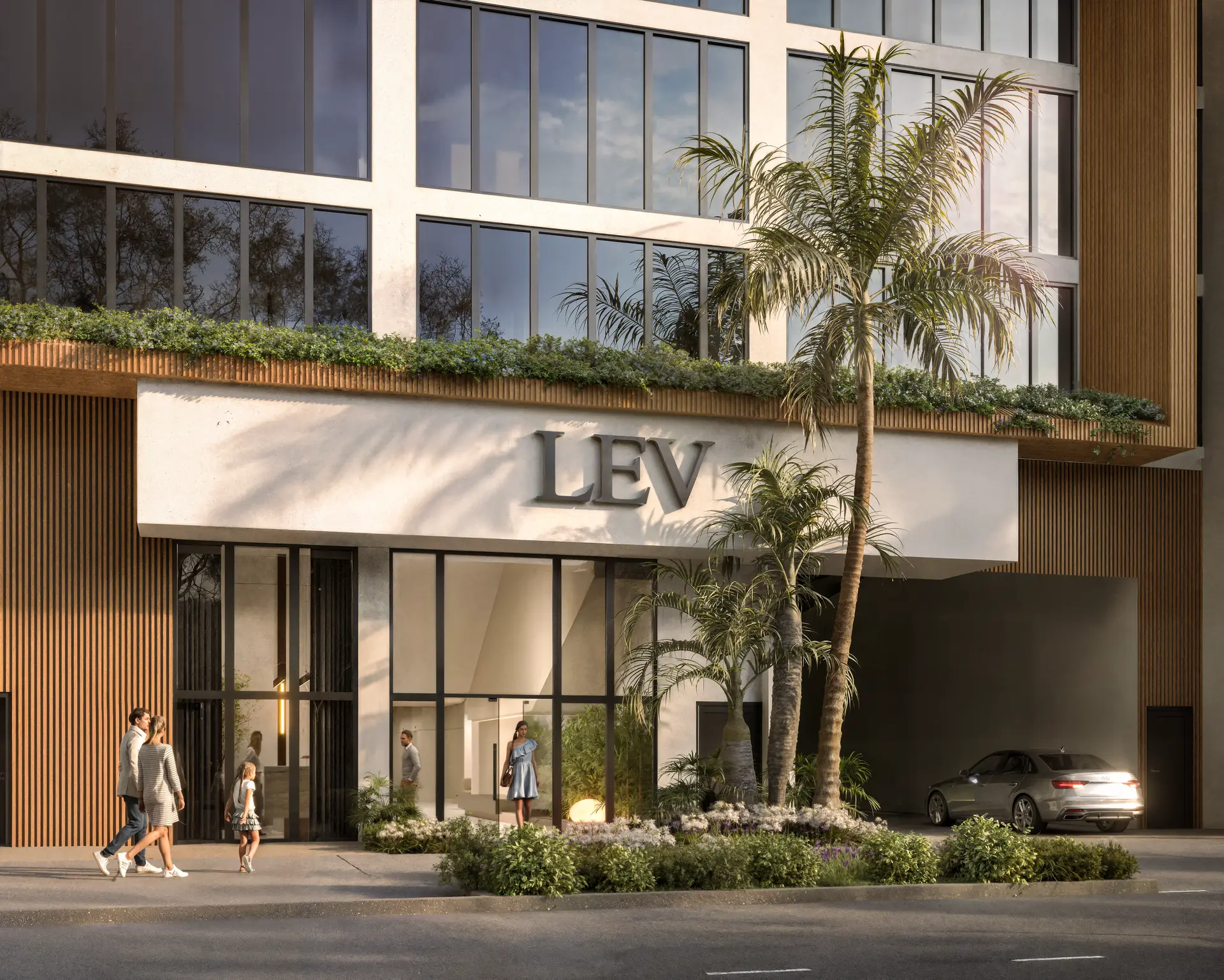 LEV street-level entrance and arrival